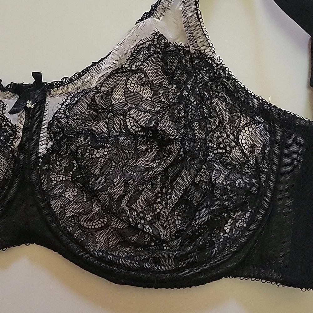 Wacoal Retro Chic Full Figure Underwire Black Lace Bra 32G‎ Witchy Whimsigoth